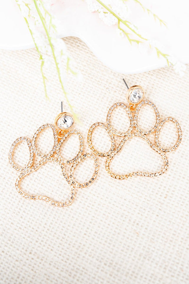 Paw - sitive Impression Crystal Goldtone Earrings - Wholesale Accessory Market