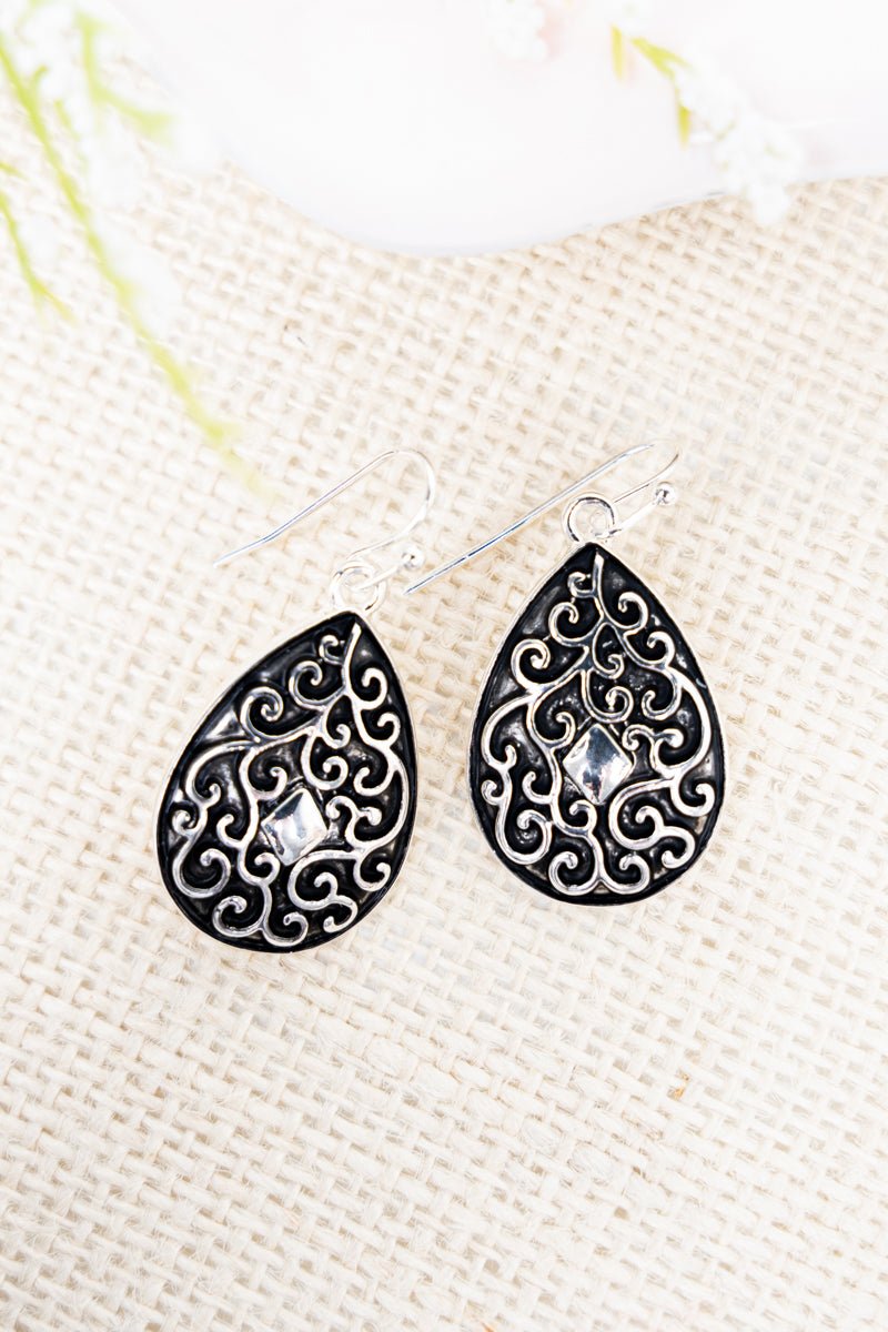 Isabella Teardrop Silvertone Scroll Earrings - Wholesale Accessory Market
