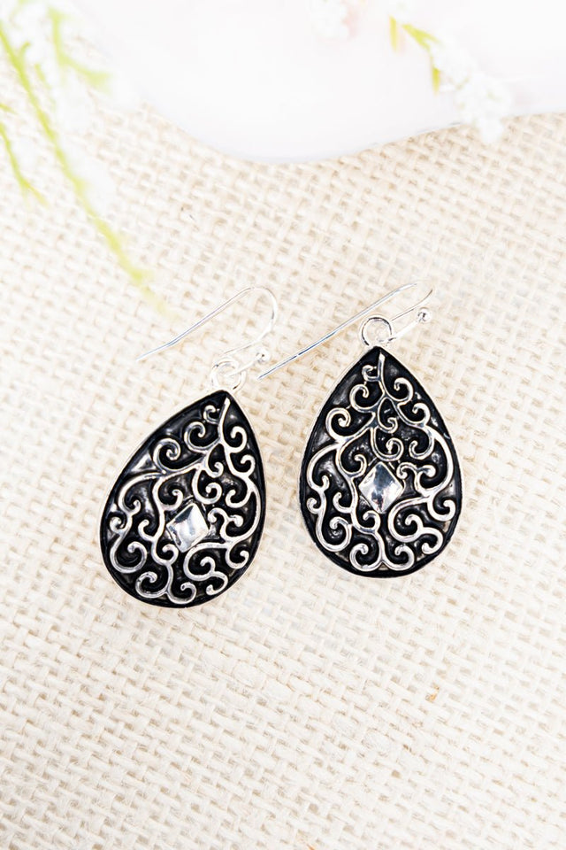 Isabella Teardrop Silvertone Scroll Earrings - Wholesale Accessory Market