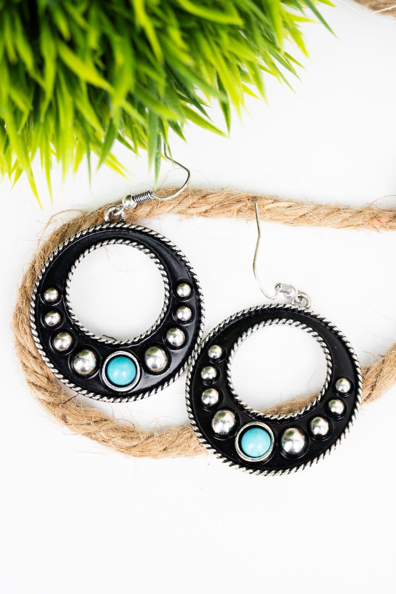 Wildwind Way Silvertone Turquoise Scroll Earrings - Wholesale Accessory Market