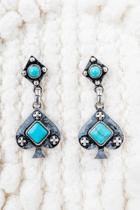 Turquoise Wild Gambit Silvertone Earrings - Wholesale Accessory Market