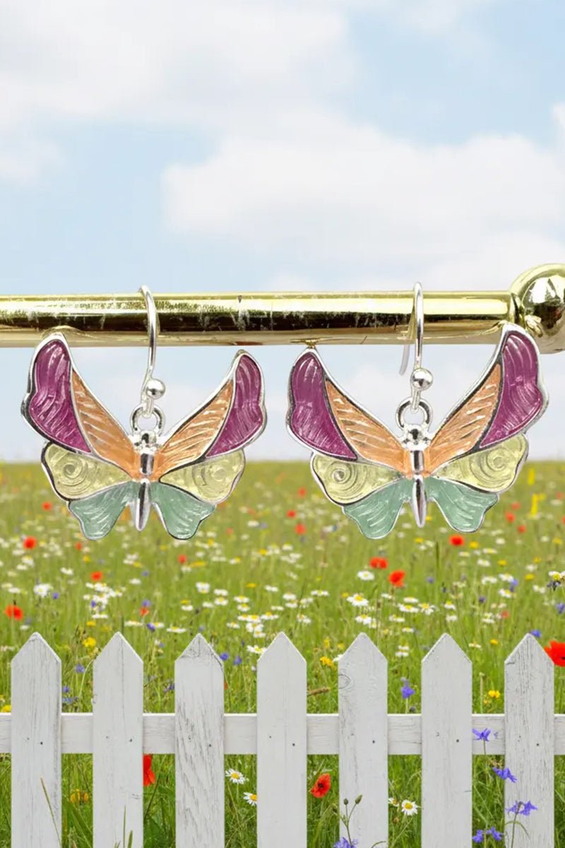 Island Hues Butterfly Silvertone Earrings - Wholesale Accessory Market