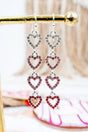 Heartfelt Elegance Pink Multi Crystal Earrings - Wholesale Accessory Market