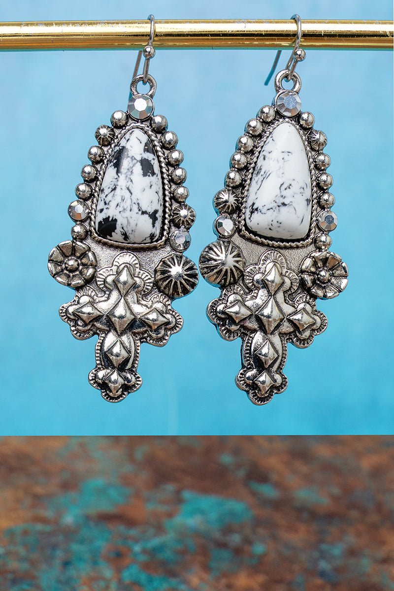 Howlite Desert Grace Silvertone Earrings - Wholesale Accessory Market