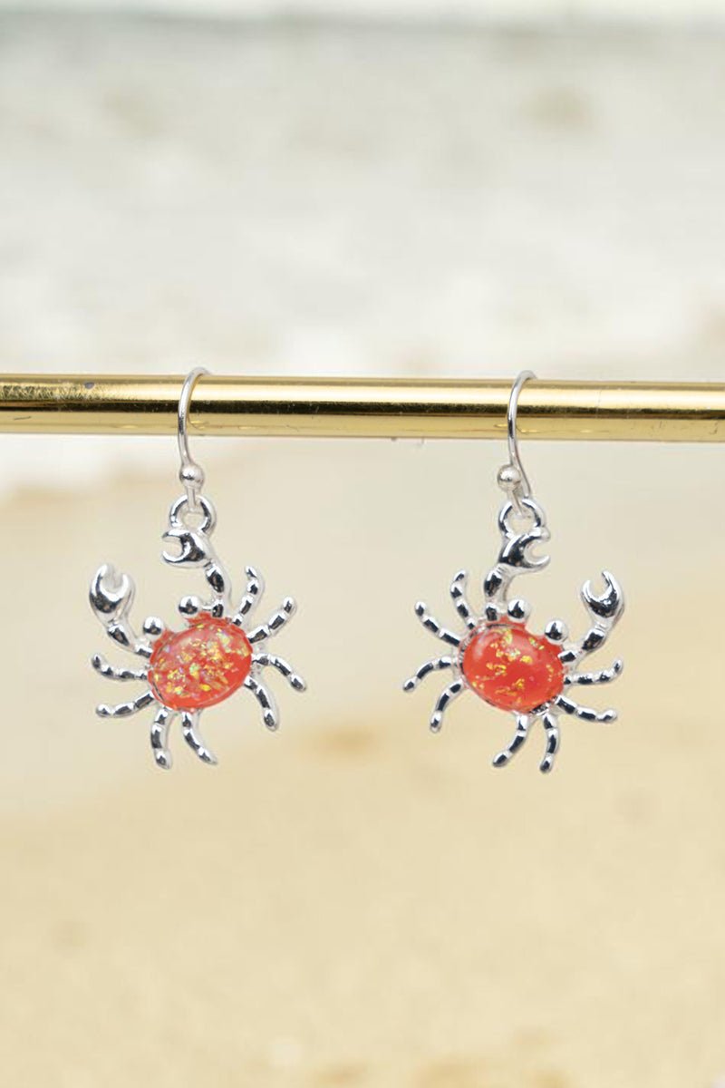Tidal Treasures Crab Red & Silvertone Earrings - Wholesale Accessory Market