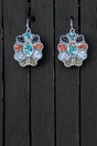 Multi - Color Mosaic Ridge Sun Silvertone Earrings - Wholesale Accessory Market