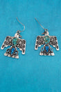 Turquoise Mosaic Ridge Thunder Silvertone Earrings - Wholesale Accessory Market