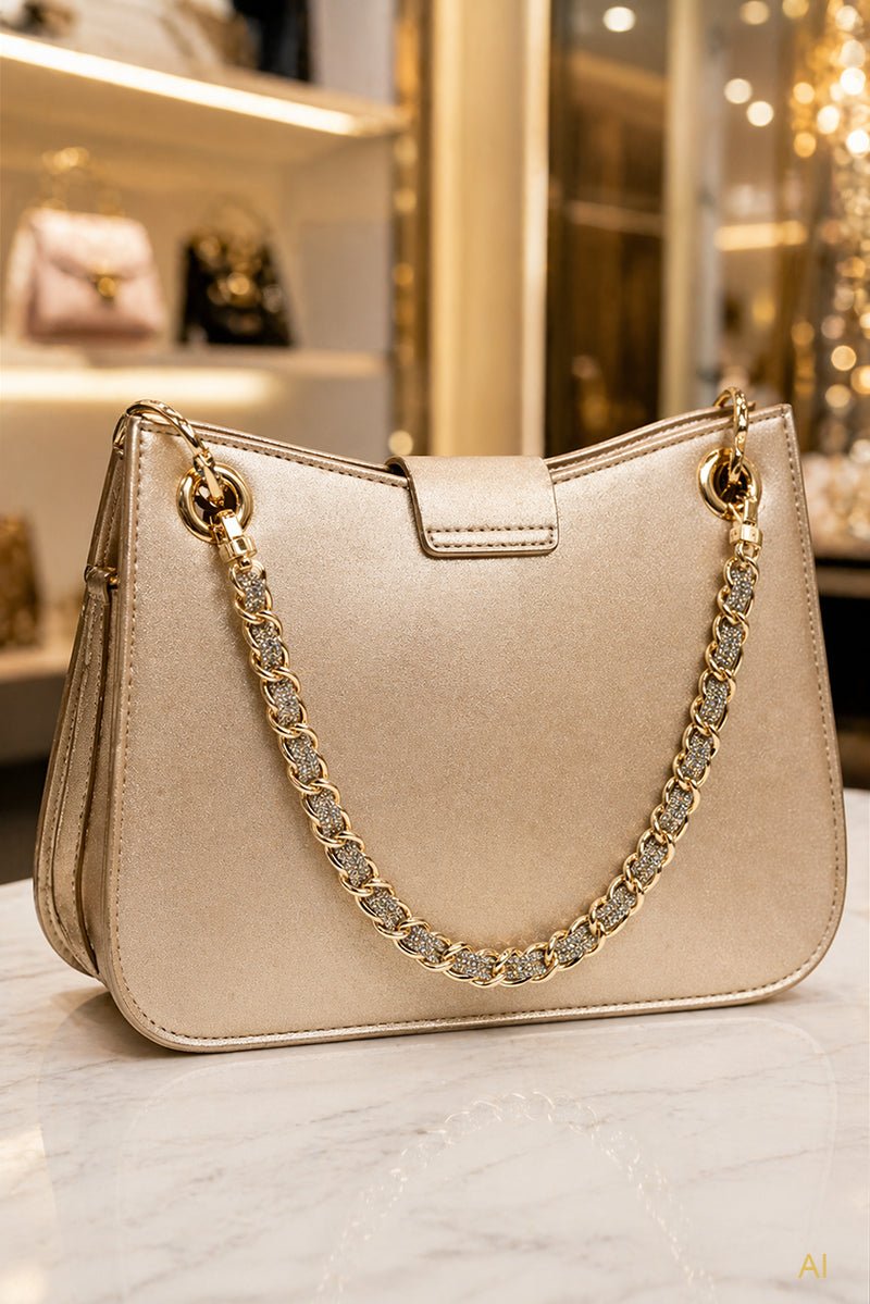 Iridescent It Girl Goldtone Purse + Pants Chain - Wholesale Accessory Market