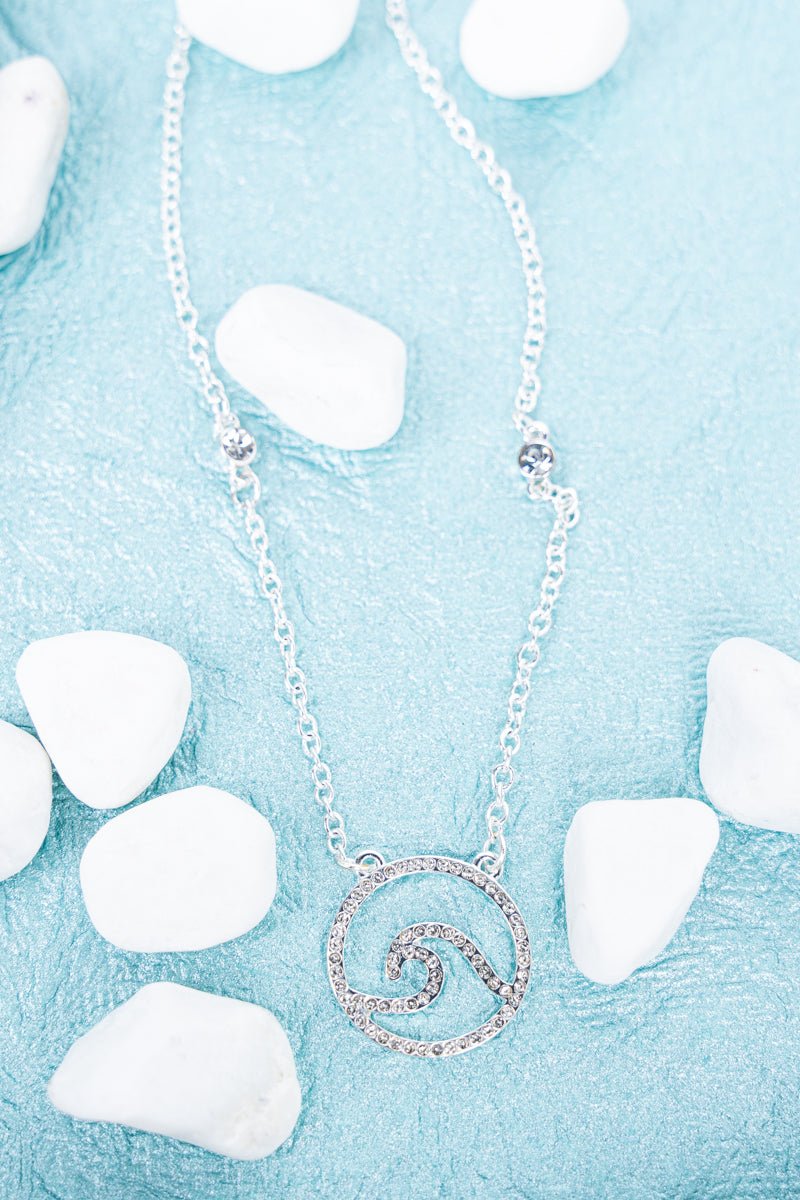 Crystal Beach Wave Silvertone Necklace - Wholesale Accessory Market