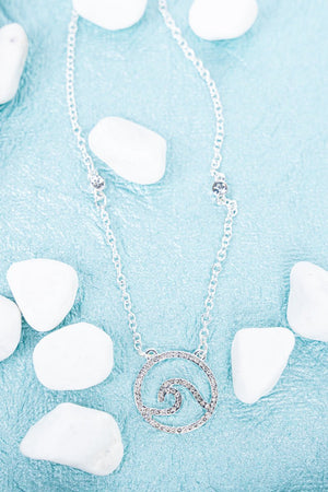 Crystal Beach Wave Silvertone Necklace - Wholesale Accessory Market