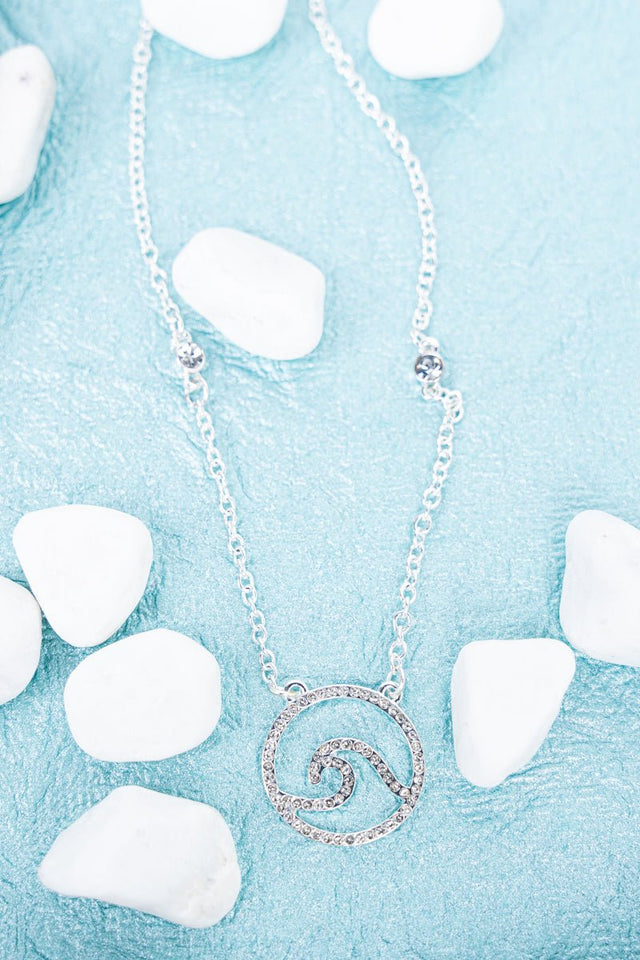 Crystal Beach Wave Silvertone Necklace - Wholesale Accessory Market
