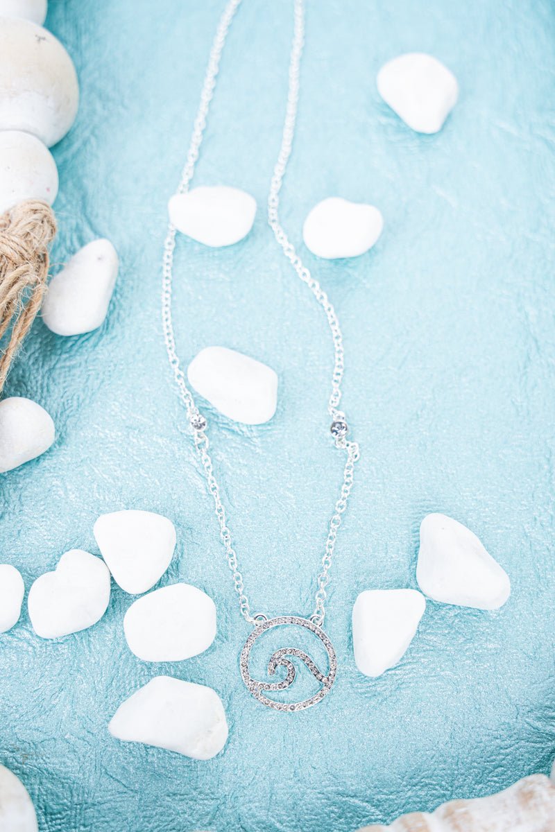 Crystal Beach Wave Silvertone Necklace - Wholesale Accessory Market
