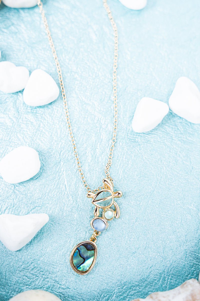 Coastal Stroll Turtle Goldtone Necklace - Wholesale Accessory Market