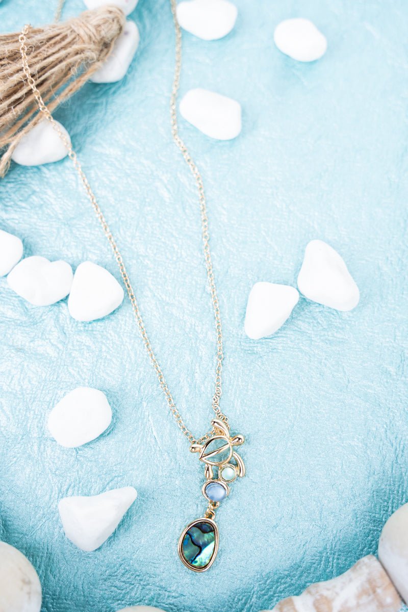 Coastal Stroll Turtle Goldtone Necklace - Wholesale Accessory Market