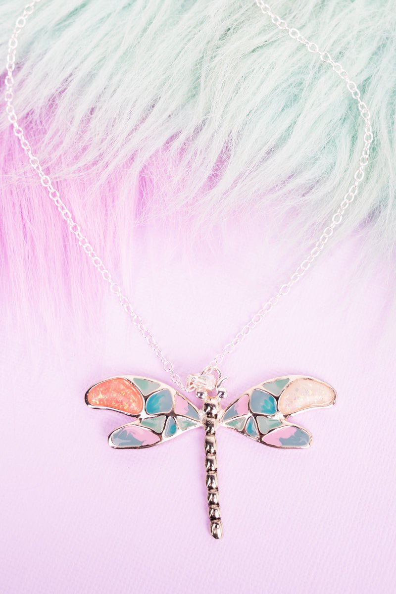 Garden Glam Opal Dragonfly Necklace - Wholesale Accessory Market
