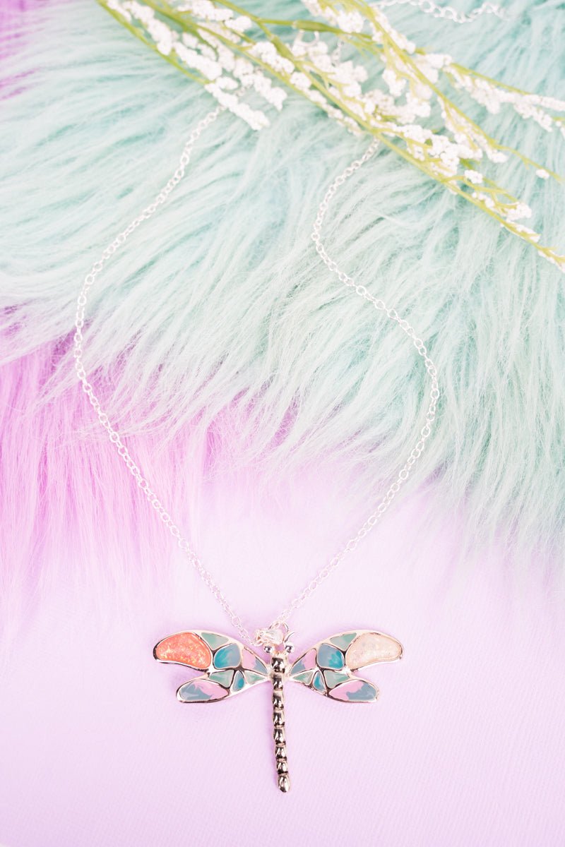 Garden Glam Opal Dragonfly Necklace - Wholesale Accessory Market