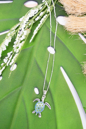 Crystal Avalon Green Turtle Silvertone Necklace - Wholesale Accessory Market