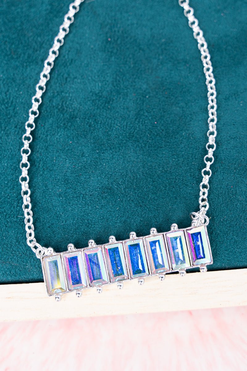 Iridescent Jazzy Jewels Silvertone Necklace - Wholesale Accessory Market