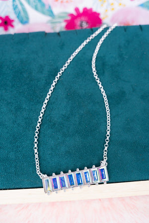 Iridescent Jazzy Jewels Silvertone Necklace - Wholesale Accessory Market