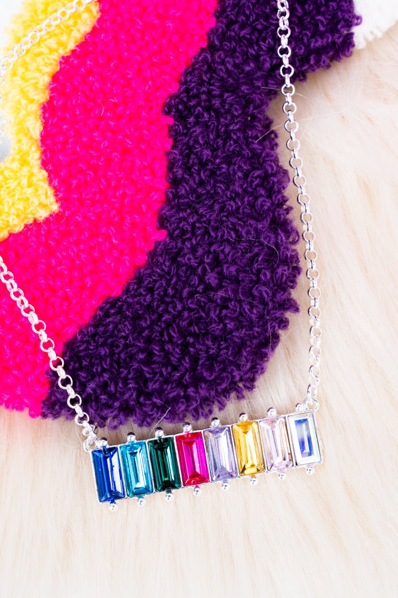 Jazzy Jewel Tone Silvertone Necklace - Wholesale Accessory Market