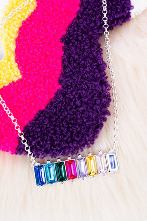Jazzy Jewel Tone Silvertone Necklace - Wholesale Accessory Market