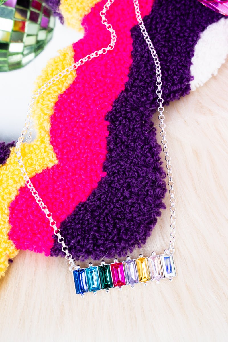 Jazzy Jewel Tone Silvertone Necklace - Wholesale Accessory Market