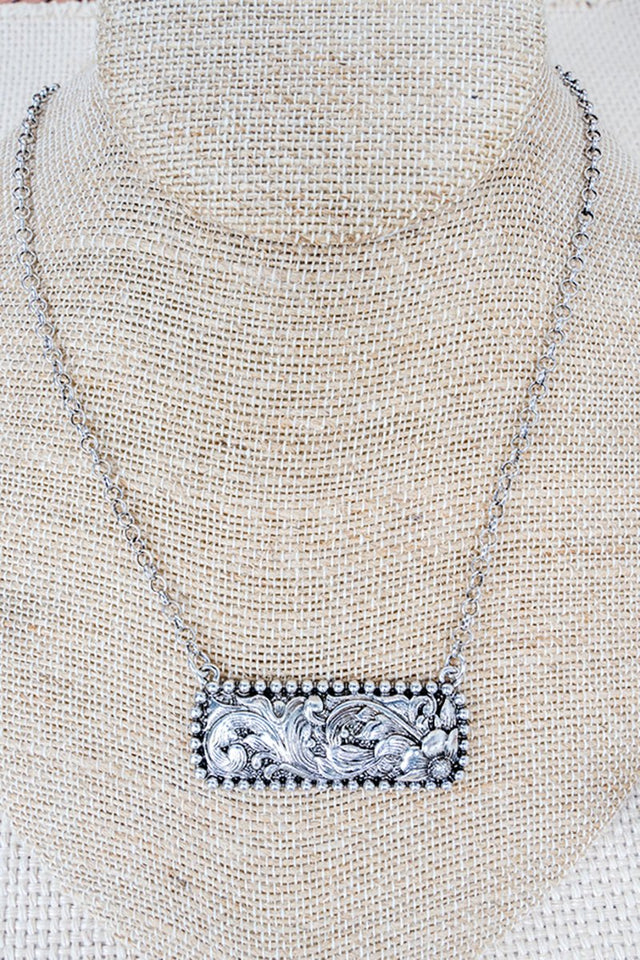Floral Flourish Silvertone Necklace - Wholesale Accessory Market