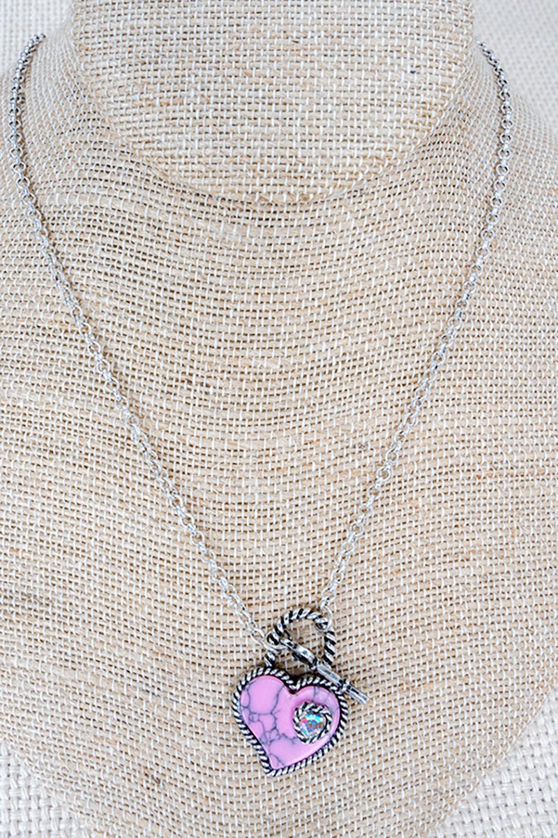 Pink Love Unlocked Crystal & Silvertone Necklace - Wholesale Accessory Market