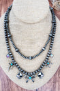 Black Chance Encounters Layered Silver Pearl Charm Necklace - Wholesale Accessory Market