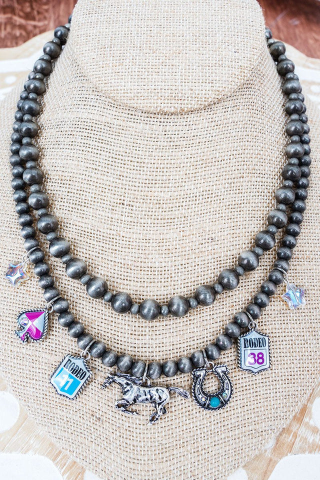 Arena Draw Silver Pearl Layered Necklace - Wholesale Accessory Market