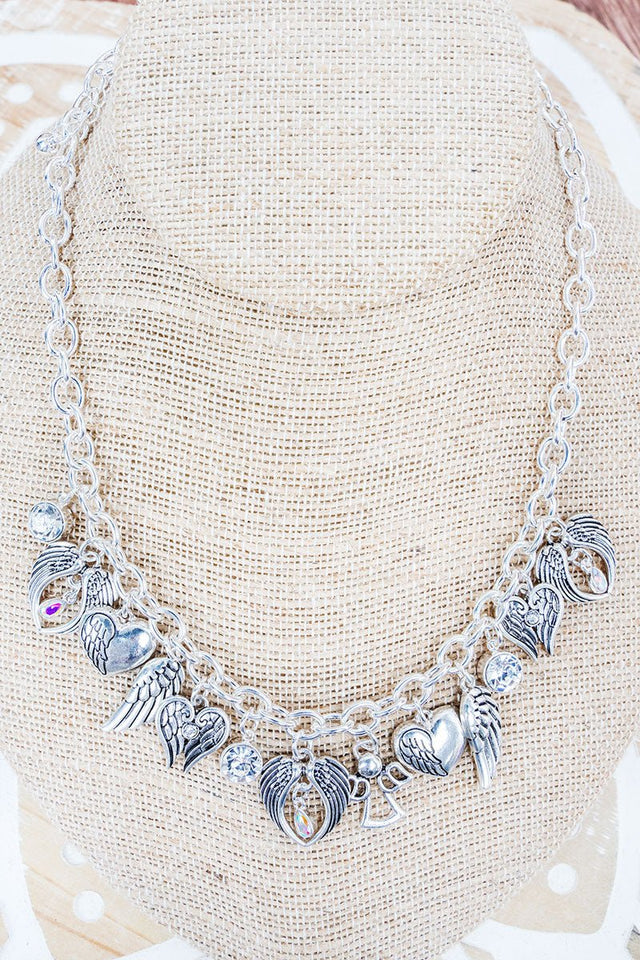 Angels Among Us Silvertone Charm Necklace - Wholesale Accessory Market