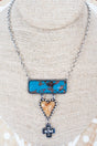 Brown & Blue Prairie Dawn Bar Silvertone Necklace - Wholesale Accessory Market