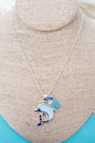Sunlit Seas Blue Dolphin Silvertone Necklace - Wholesale Accessory Market