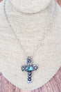 Turquoise Mercy Made Silvertone Necklace - Wholesale Accessory Market