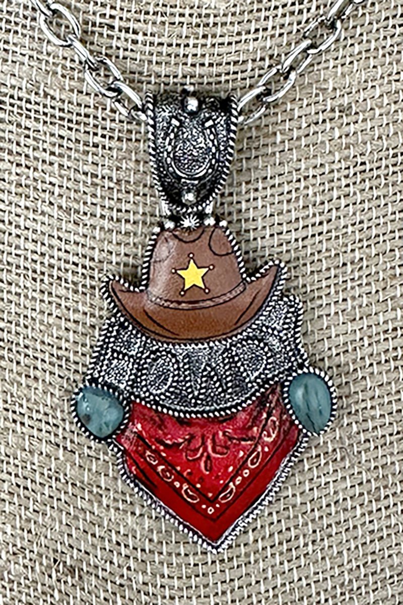 Old West Howdy Silvertone Necklace - Wholesale Accessory Market