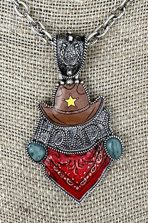 Old West Howdy Silvertone Necklace - Wholesale Accessory Market