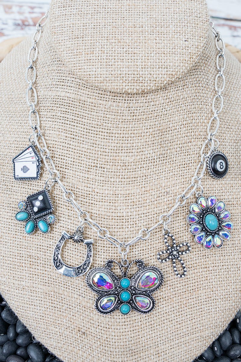Take Your Chances Turquoise & Silvertone Necklace - Wholesale Accessory Market
