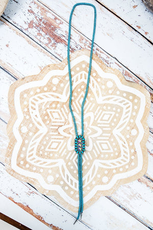 Sierra Starlight Turquoise Crystal Bolo Necklace - Wholesale Accessory Market