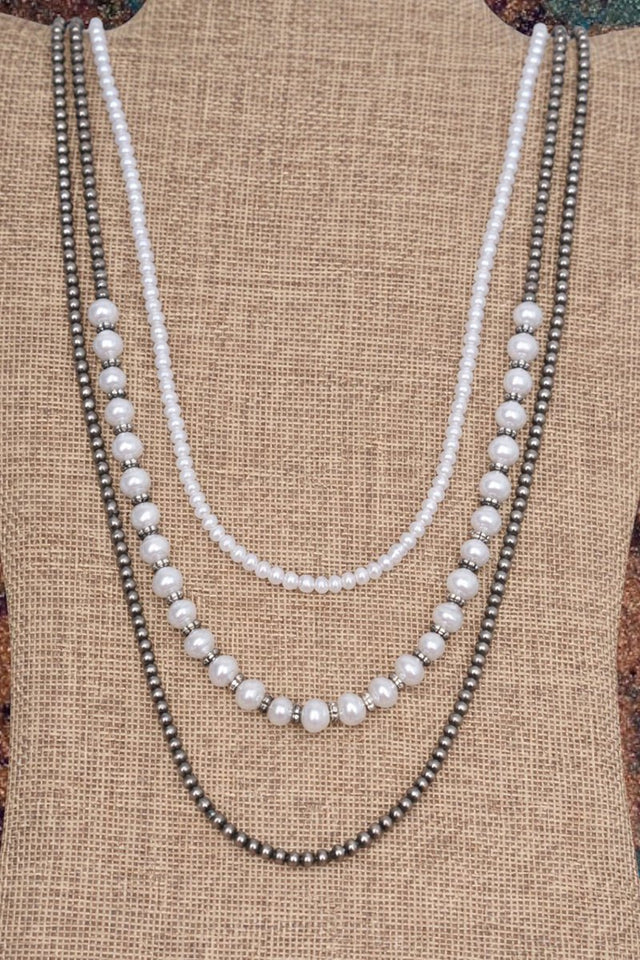 Shadow Canyon Pearl Layered Necklace - Wholesale Accessory Market