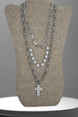 Cowgirl Grace & Glam Silvertone and Pearl Layered Necklace - Wholesale Accessory Market