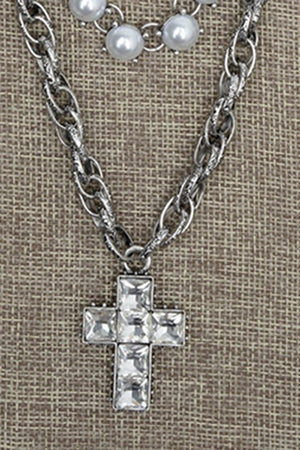 Cowgirl Grace & Glam Silvertone and Pearl Layered Necklace - Wholesale Accessory Market