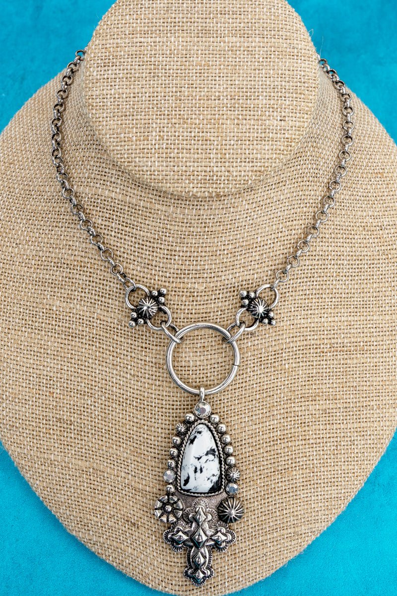 Howlite Desert Grace Silvertone Necklace - Wholesale Accessory Market