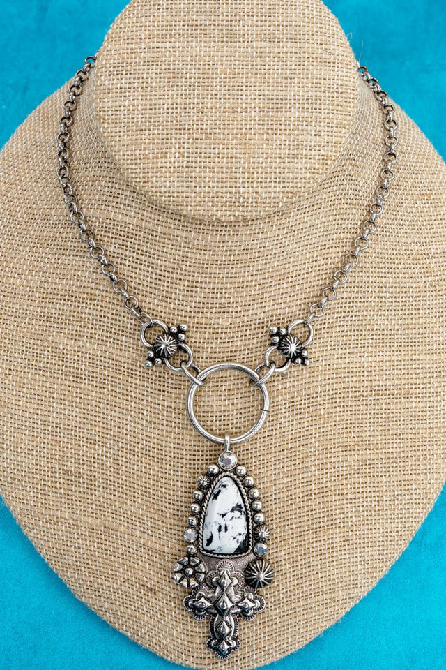 Howlite Desert Grace Silvertone Necklace - Wholesale Accessory Market
