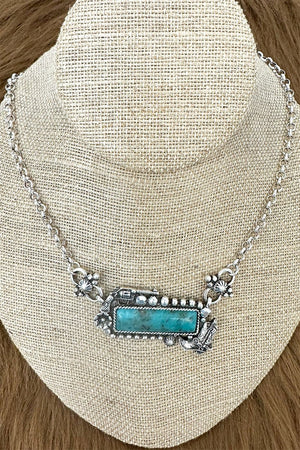 Turquoise High Noon Silvertone Necklace - Wholesale Accessory Market