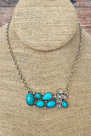 Turquoise Outlaw Grace Silvertone Necklace - Wholesale Accessory Market