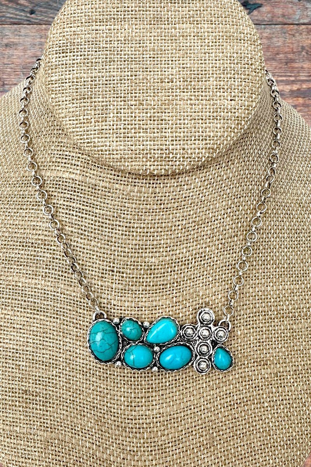 Turquoise Outlaw Grace Silvertone Necklace - Wholesale Accessory Market