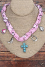 Redeemed Ranch Pink Fabric & Chain Necklace - Wholesale Accessory Market