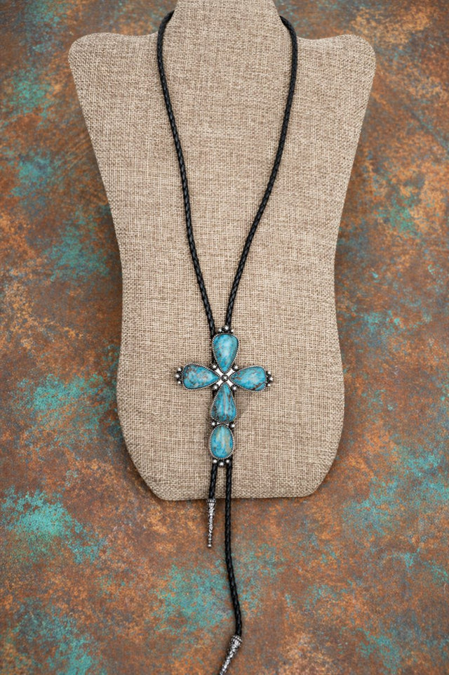 Turquoise Mesa Forge Cross Bolo Tie Necklace - Wholesale Accessory Market