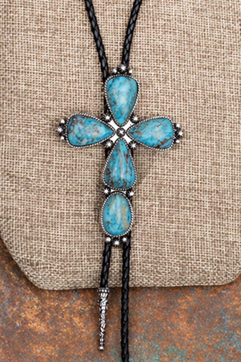 Turquoise Mesa Forge Cross Bolo Tie Necklace - Wholesale Accessory Market