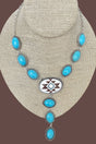 Turquoise & Brown Sunwoven Mesa Silvertone Y Necklace - Wholesale Accessory Market